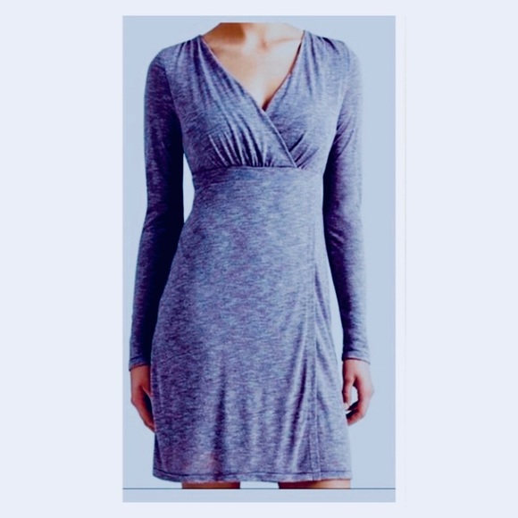 Athleta Dresses & Skirts - Athleta Wrap It Up Heather Blue Knit Dress